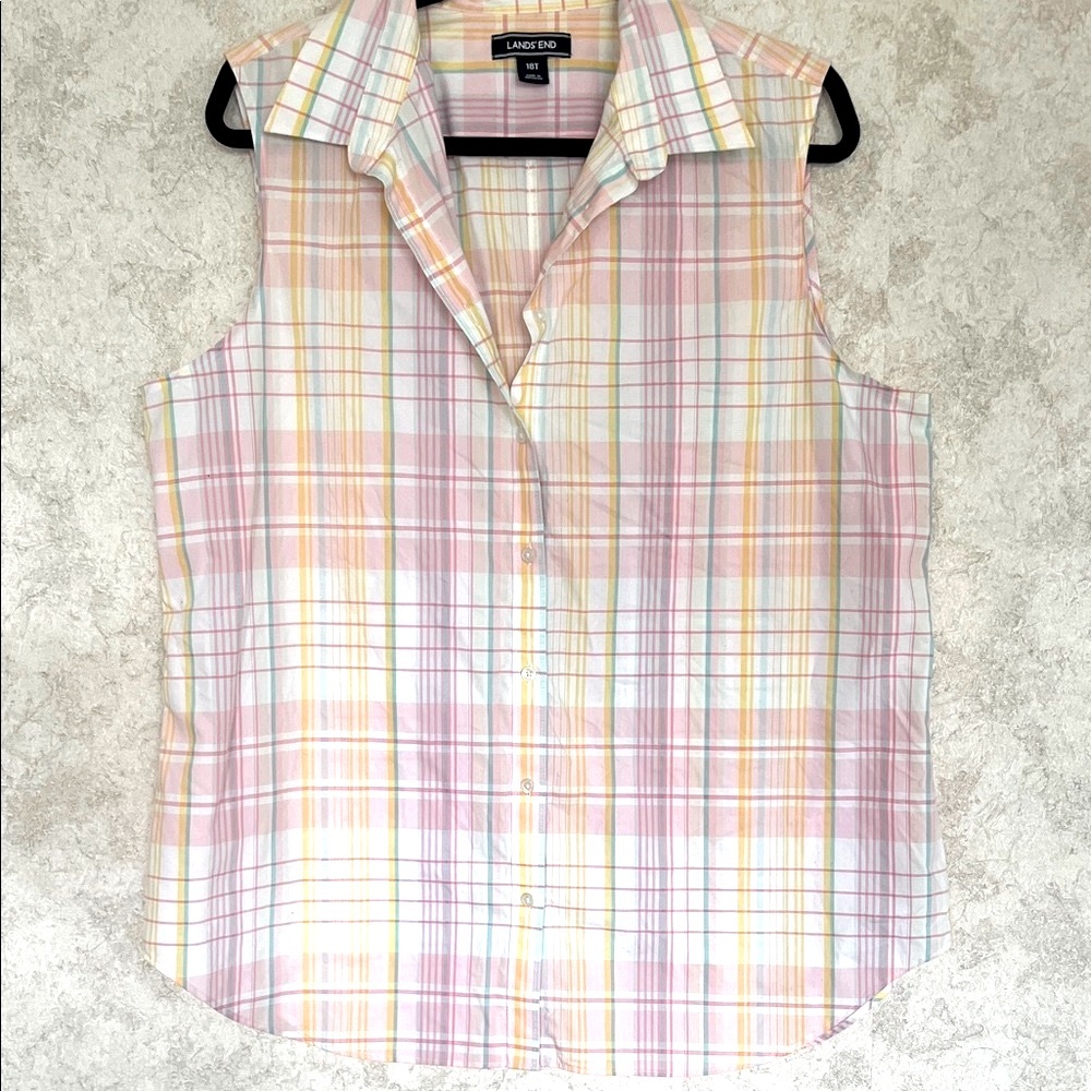 Lands'‎ End Women's Multicolor Plaid Sleeveless Shirt Size 18T